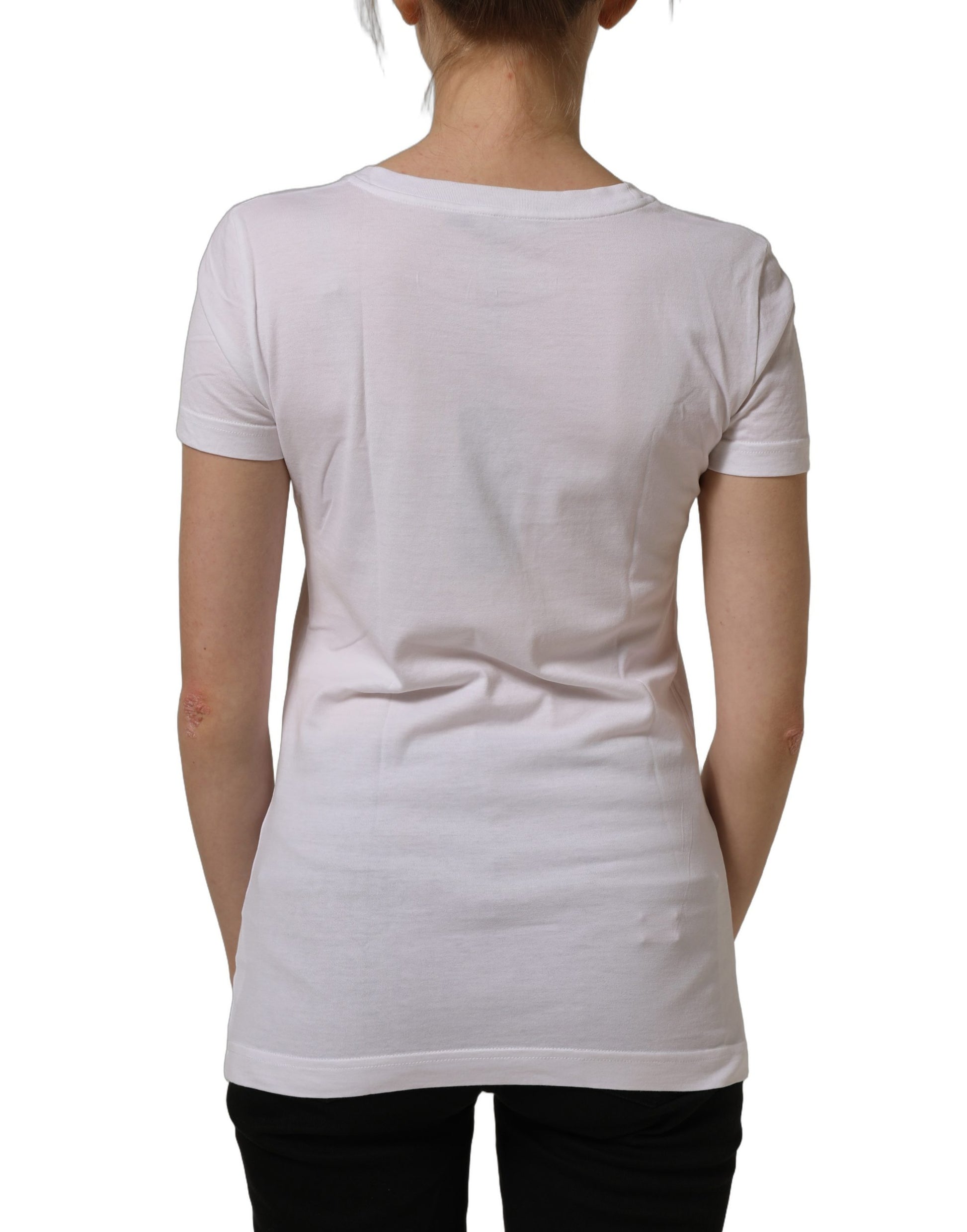 Dolce & Gabbana White Graphic Print Cotton Crew Neck T-shirt Dolce & Gabbana