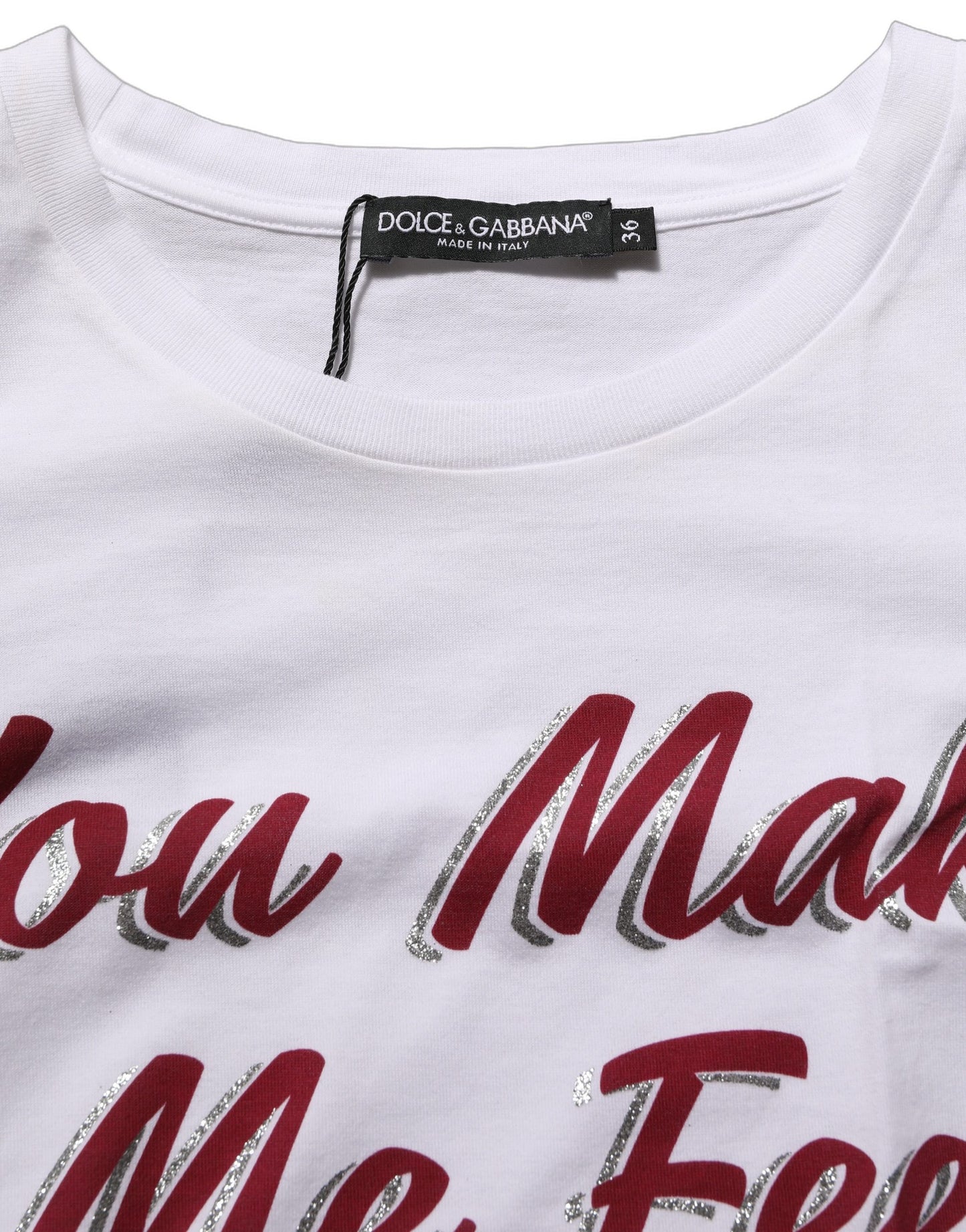 Dolce & Gabbana White Graphic Print Cotton Crew Neck T-shirt Dolce & Gabbana