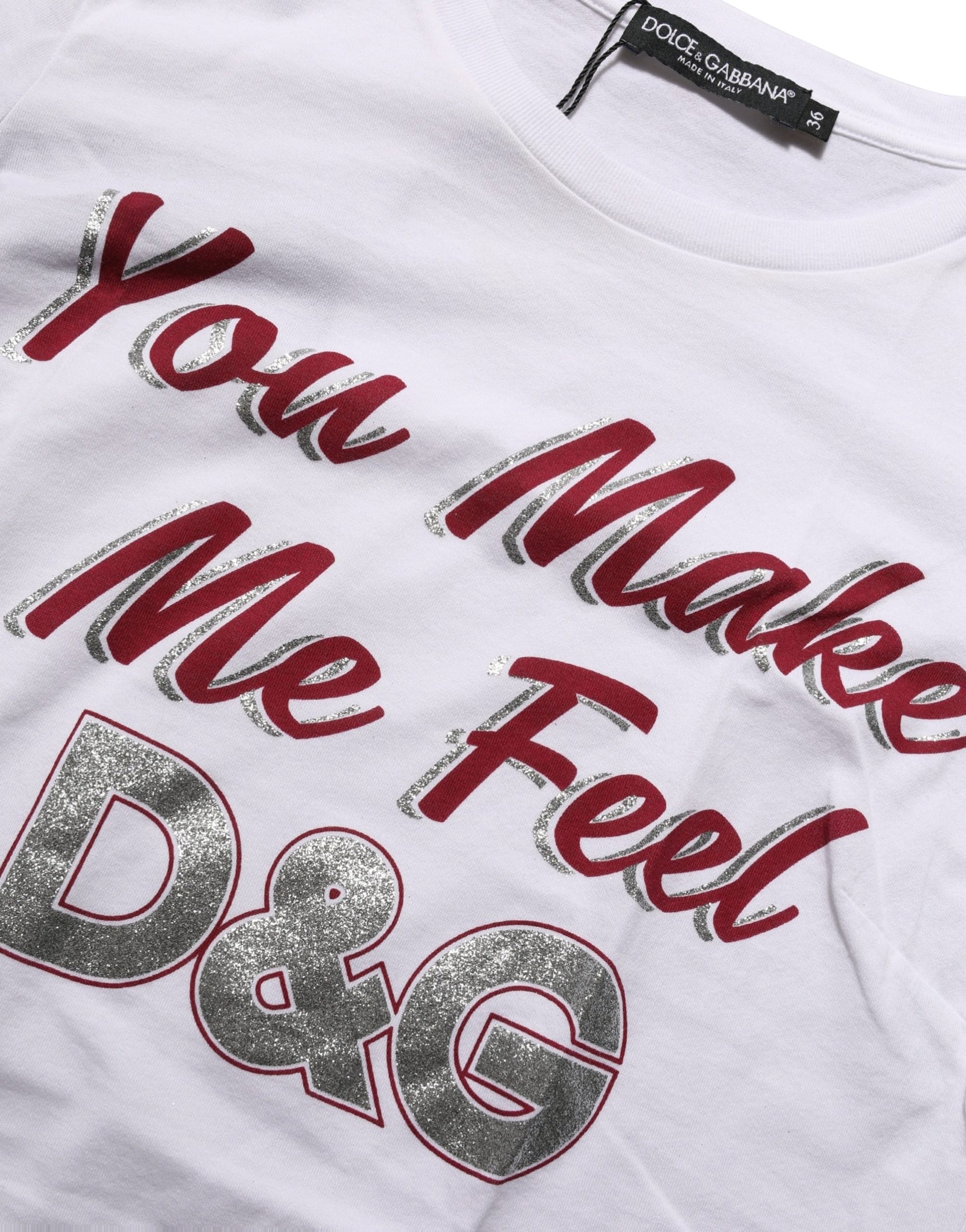 Dolce & Gabbana White Graphic Print Cotton Crew Neck T-shirt Dolce & Gabbana