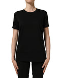 Black cotton Dolce & Gabbana crew neck T-shirt with short sleeves, casual men's fashion top.