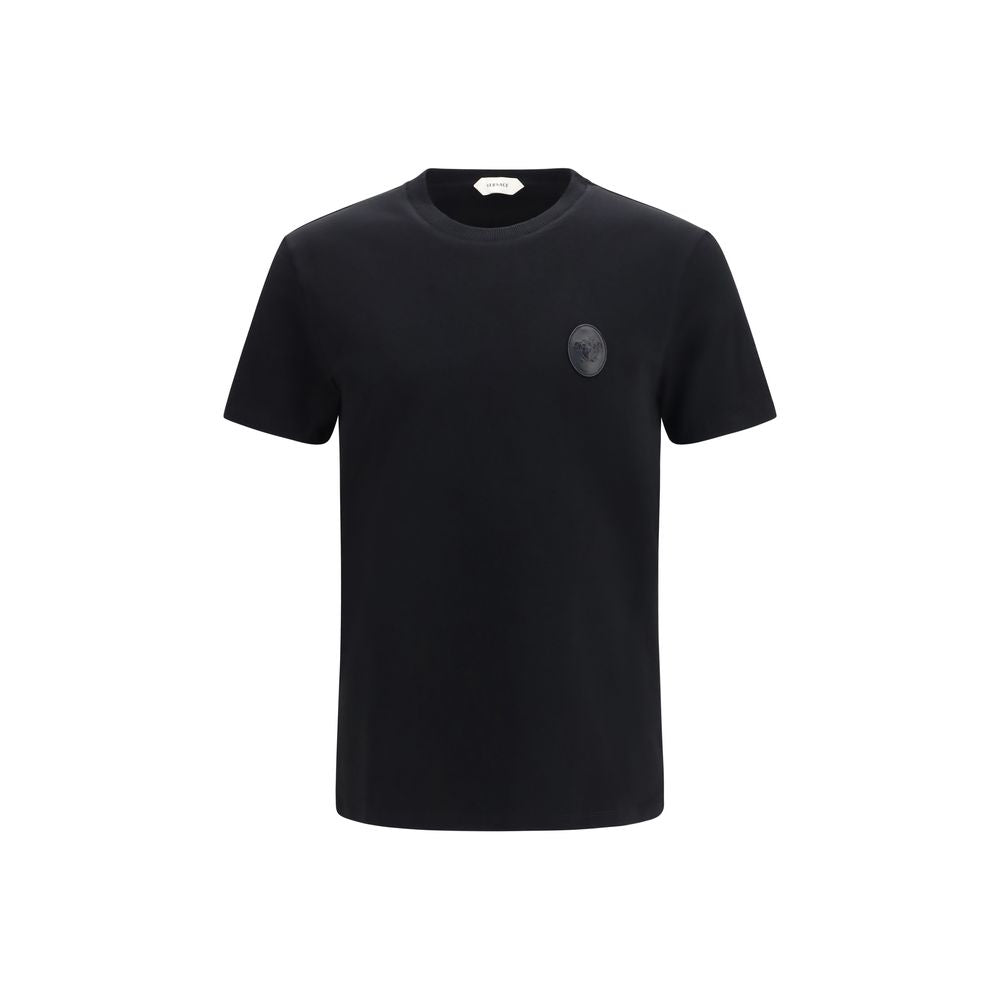 Black Versace cotton T-shirt with stylish design, featuring the iconic brand logo on the front.
