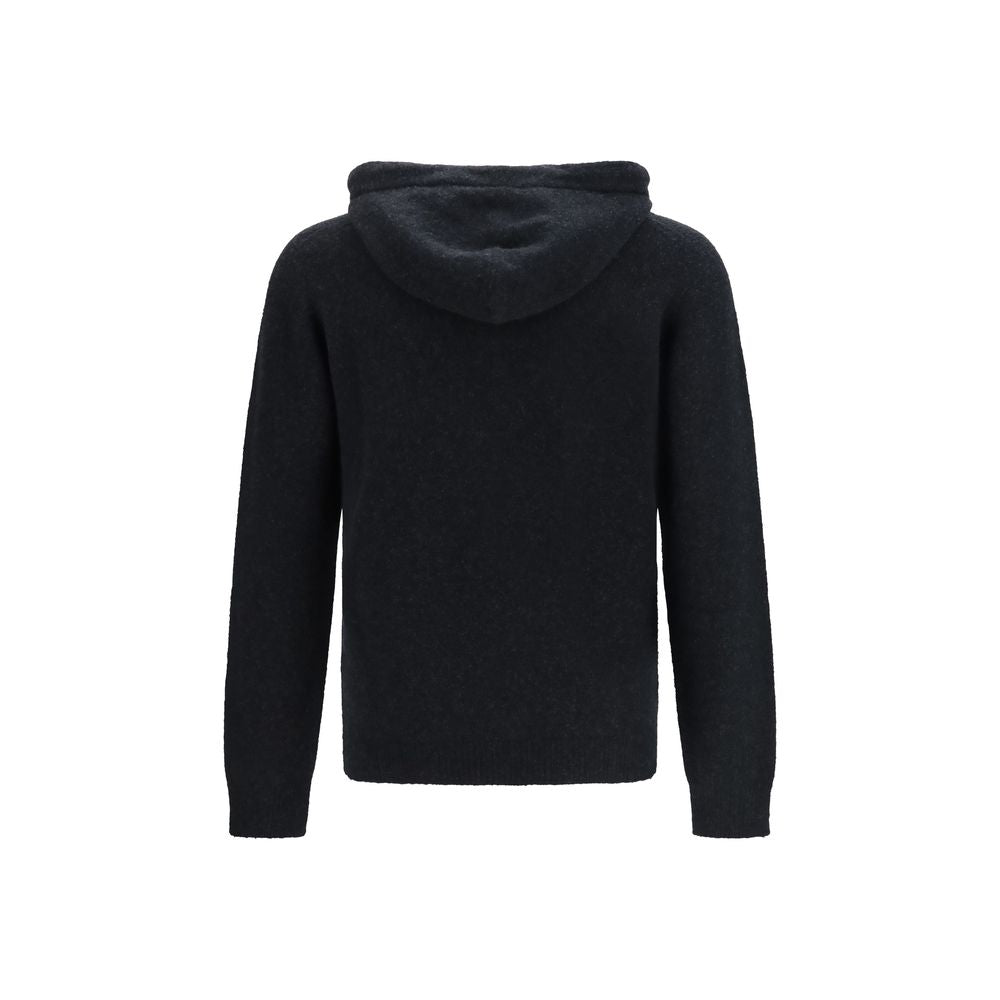 Roberto Collina Black Wool Oves Aries Hoodie Roberto Collina