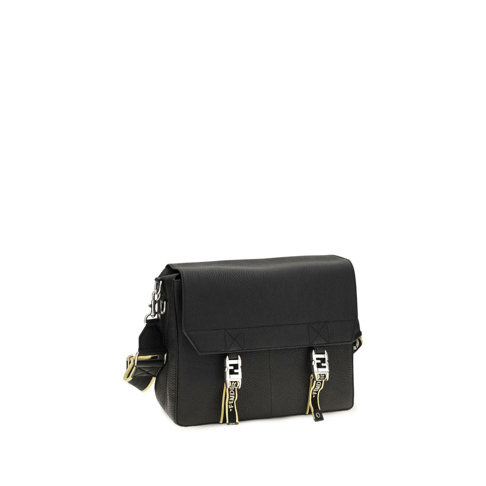 Fendi Black Calf Leather Bos Taurus Shoulder Bag Fendi