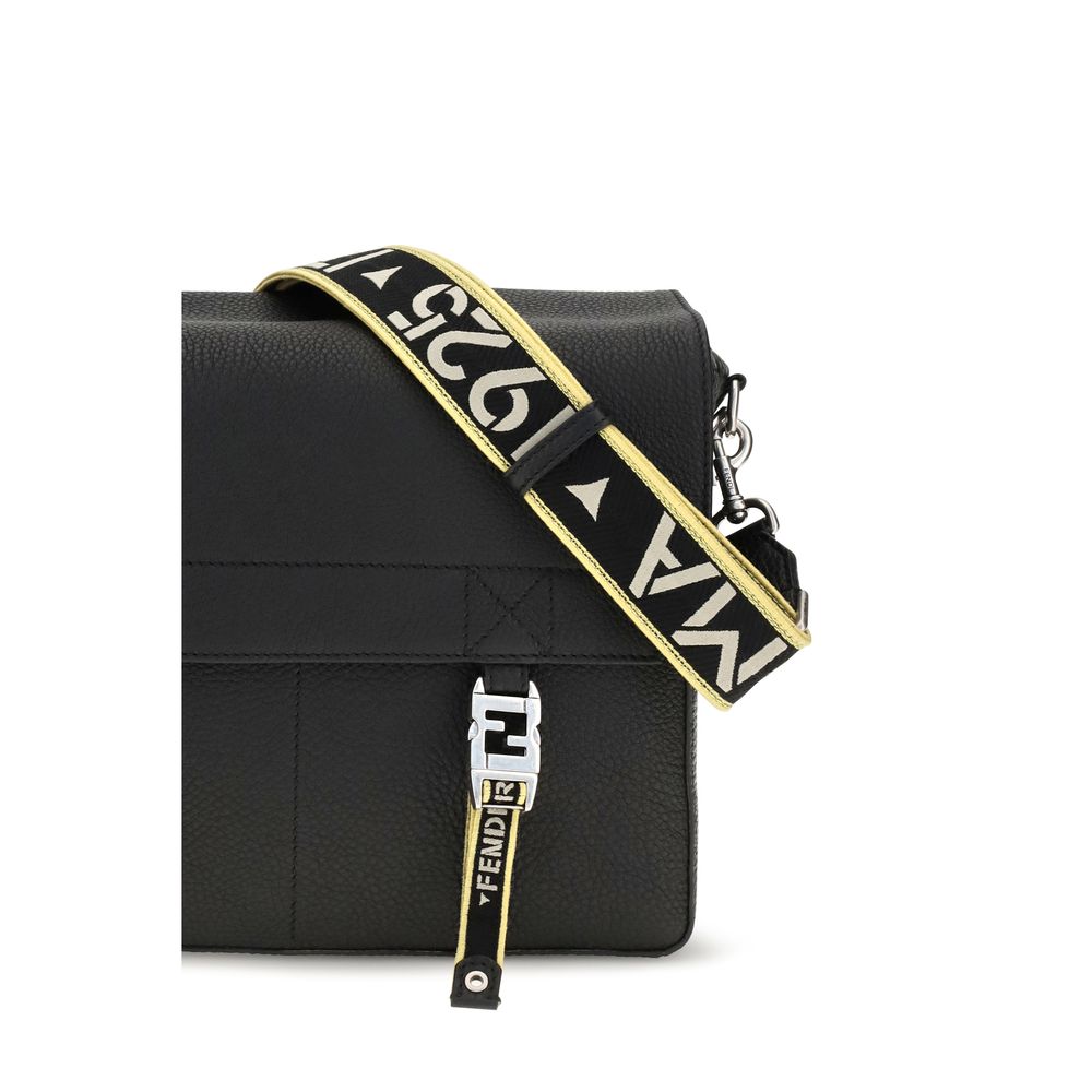 Fendi Black Calf Leather Bos Taurus Shoulder Bag Fendi