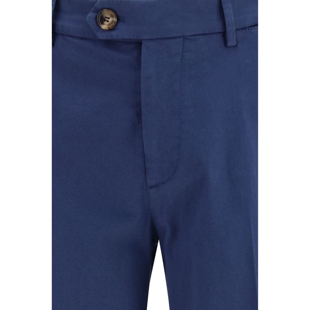 Brunello Cucinelli Blue Cotton Pants Brunello Cucinelli