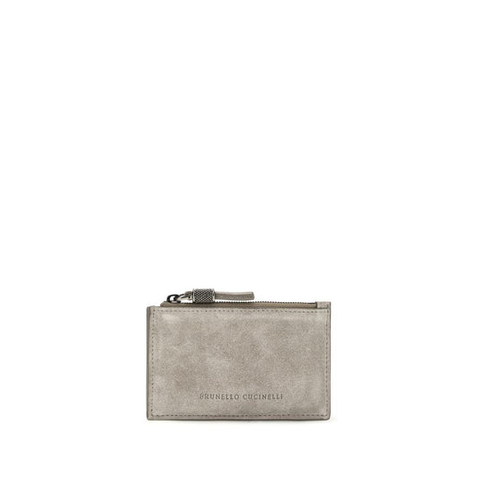 Brunello Cucinelli Gray Calf Leather Bos Taurus Wallet Brunello Cucinelli