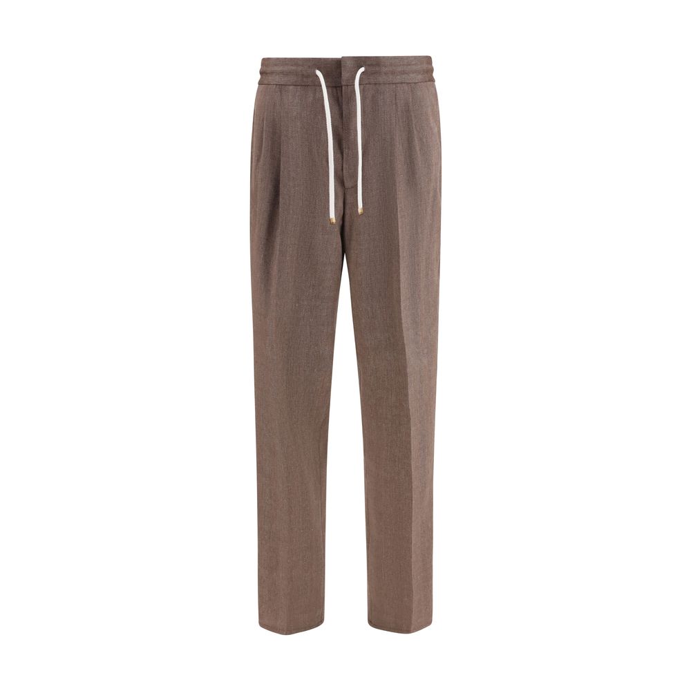 Brunello Cucinelli Brown Linen Casual Pants Brunello Cucinelli