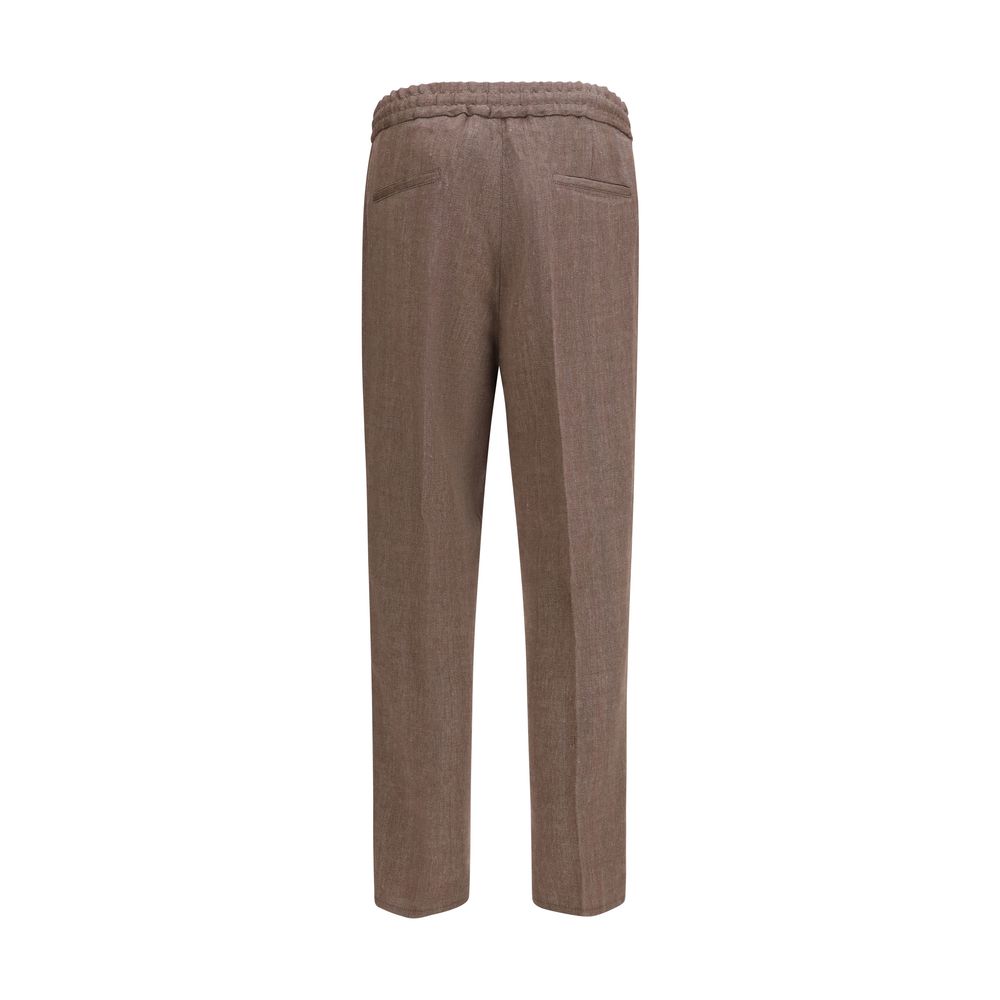 Brunello Cucinelli Brown Linen Casual Pants Brunello Cucinelli