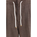 Brunello Cucinelli Brown Linen Casual Pants Brunello Cucinelli