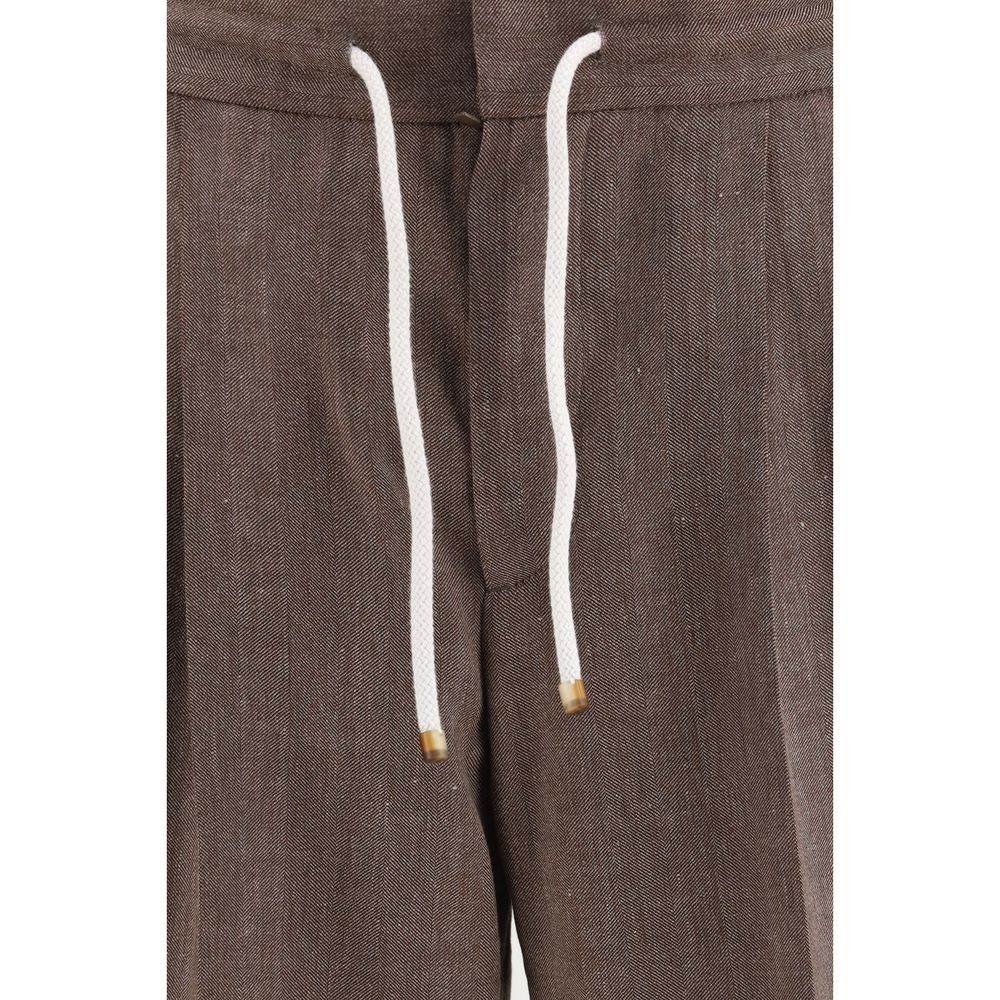 Brunello Cucinelli Brown Linen Casual Pants Brunello Cucinelli