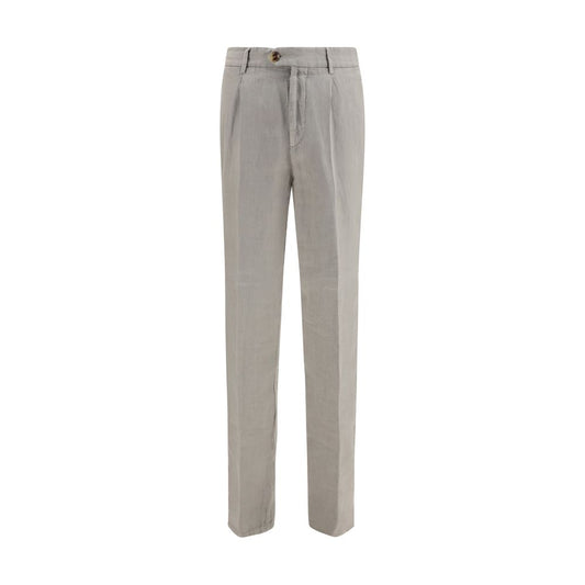 Brunello Cucinelli Gray Linen Casual Pants Brunello Cucinelli