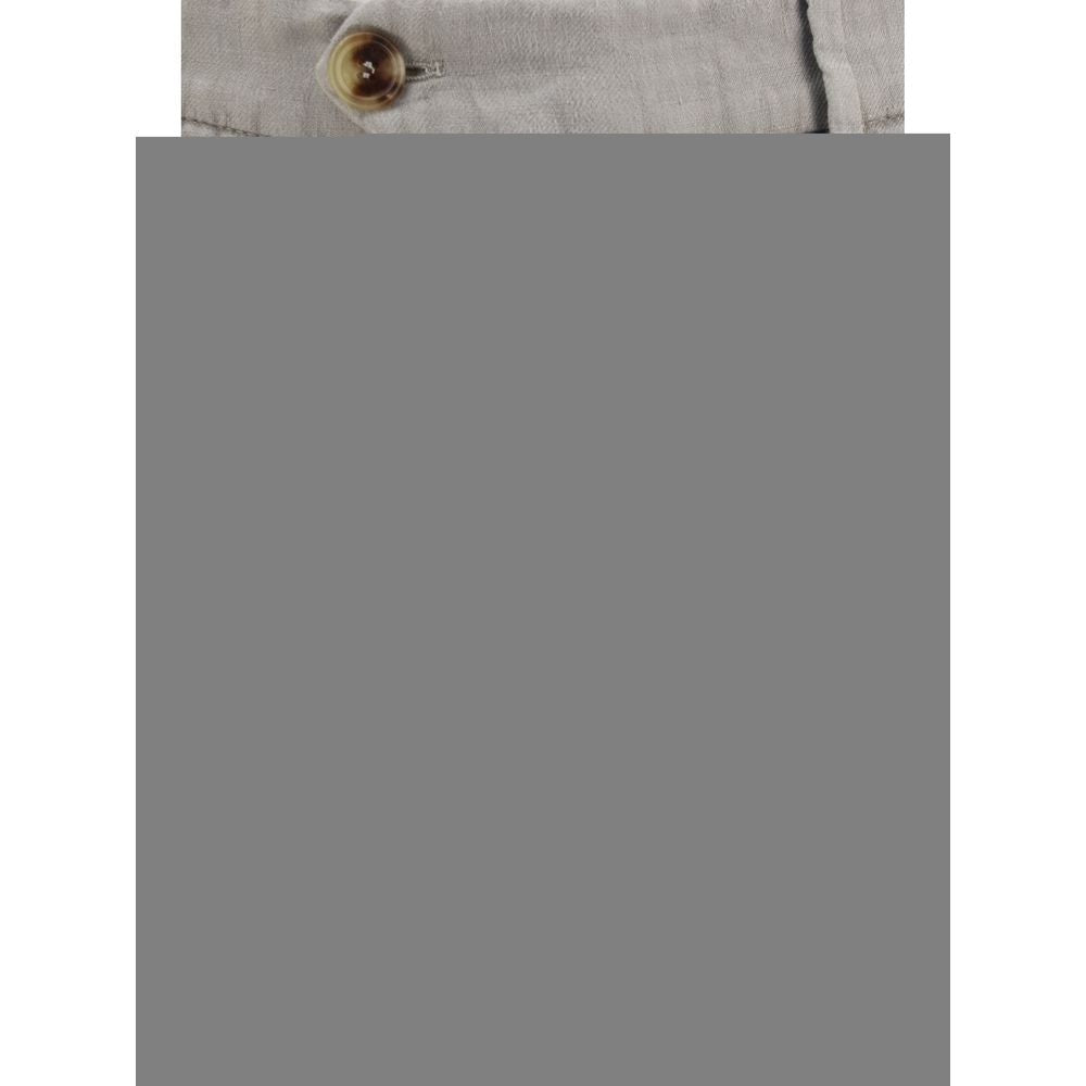 Brunello Cucinelli gray linen casual pants with relaxed fit and side pockets, stylish and comfortable for everyday wear.