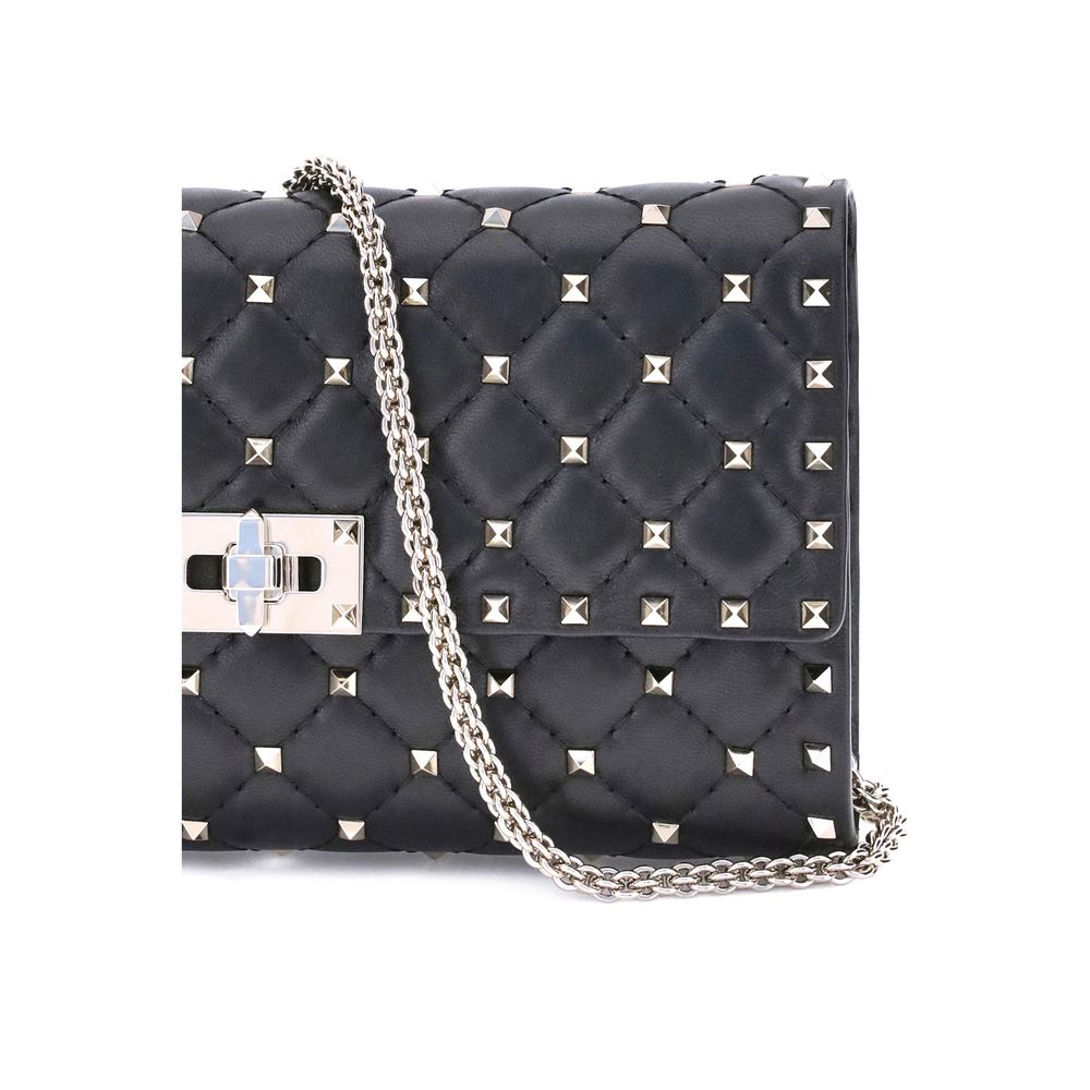 Valentino Garavani Black Calf Leather Bos Taurus Shoulder Bag Valentino Garavani