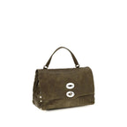 Zanellato brown suede leather handbag with sleek design and top handle, featuring subtle stitching and elegant craftsmanship.