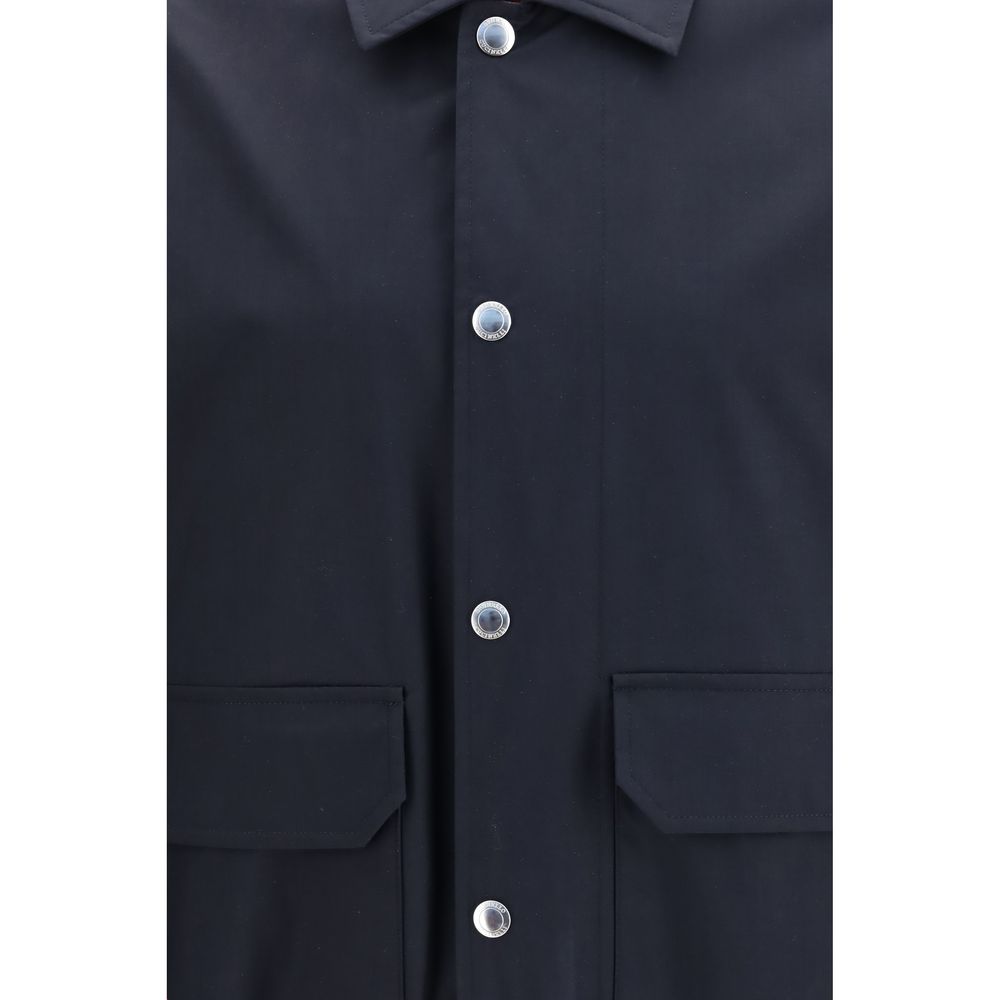 Brunello Cucinelli Blue Silk Biker Jacket - Eljoys Fashion 