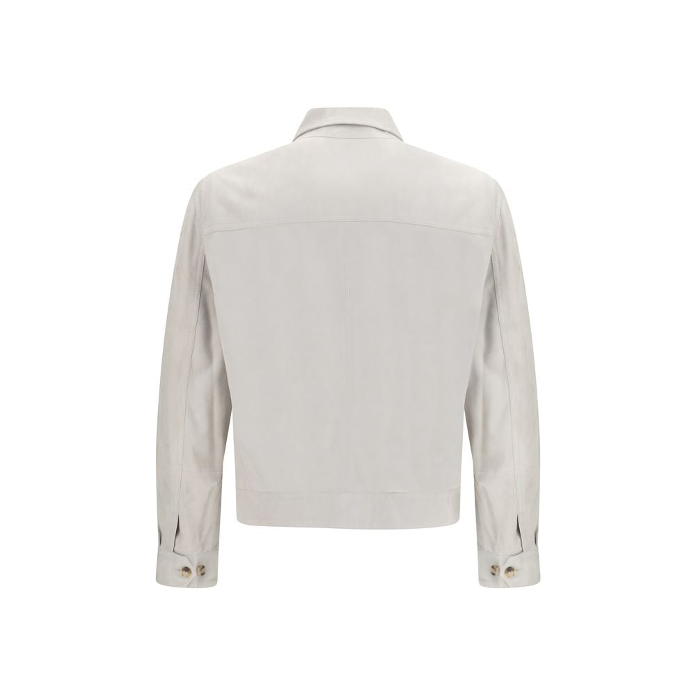 Brunello Cucinelli Beige Leather Leather Jacket Brunello Cucinelli
