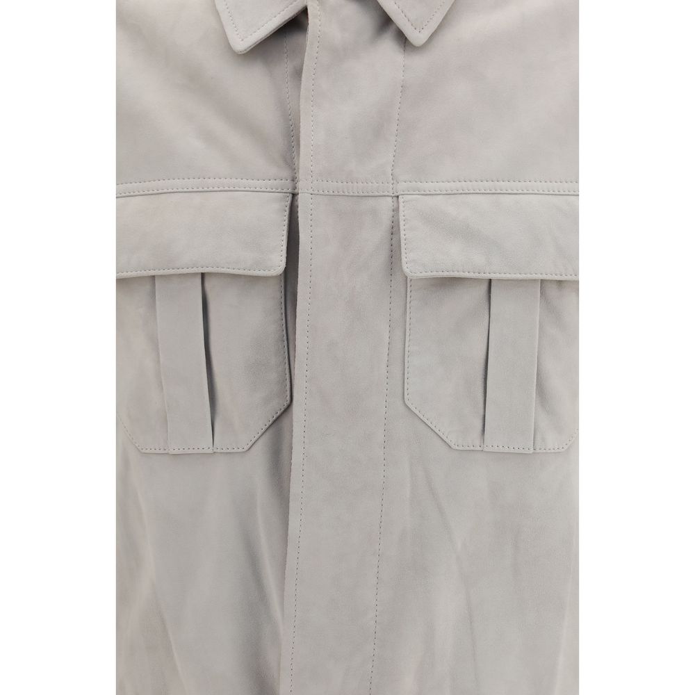 Brunello Cucinelli Beige Leather Leather Jacket Brunello Cucinelli
