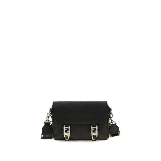 Fendi Black Calf Leather Bos Taurus Shoulder Bag Fendi