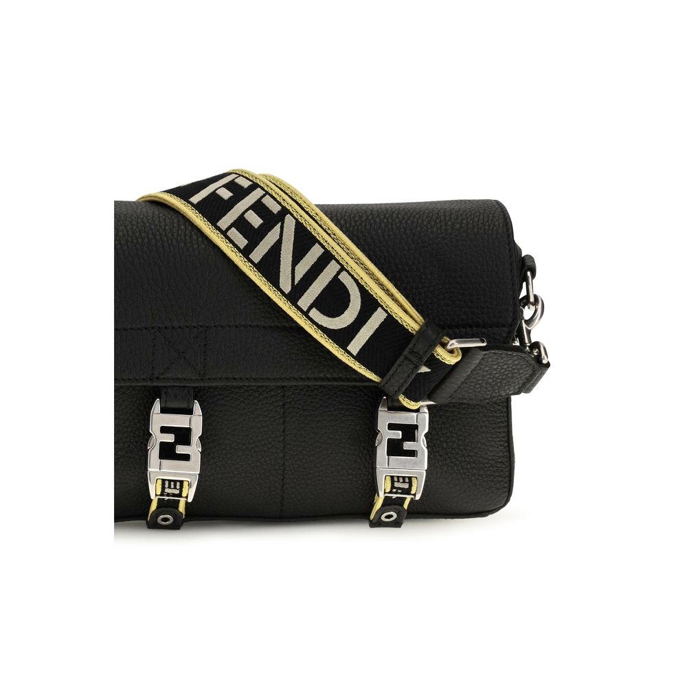 Fendi Black Calf Leather Bos Taurus Shoulder Bag Fendi