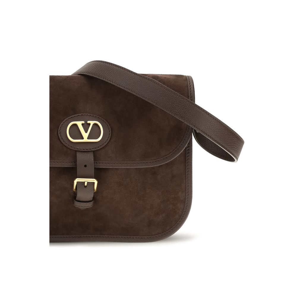 Valentino Garavani Brown Calf Leather Bos Taurus Shoulder Bag Valentino Garavani