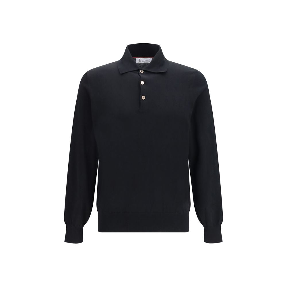 Brunello Cucinelli Black Cotton Polo Shirt Brunello Cucinelli