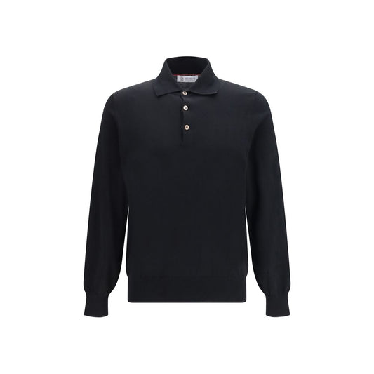 Brunello Cucinelli Black Cotton Polo Shirt Brunello Cucinelli