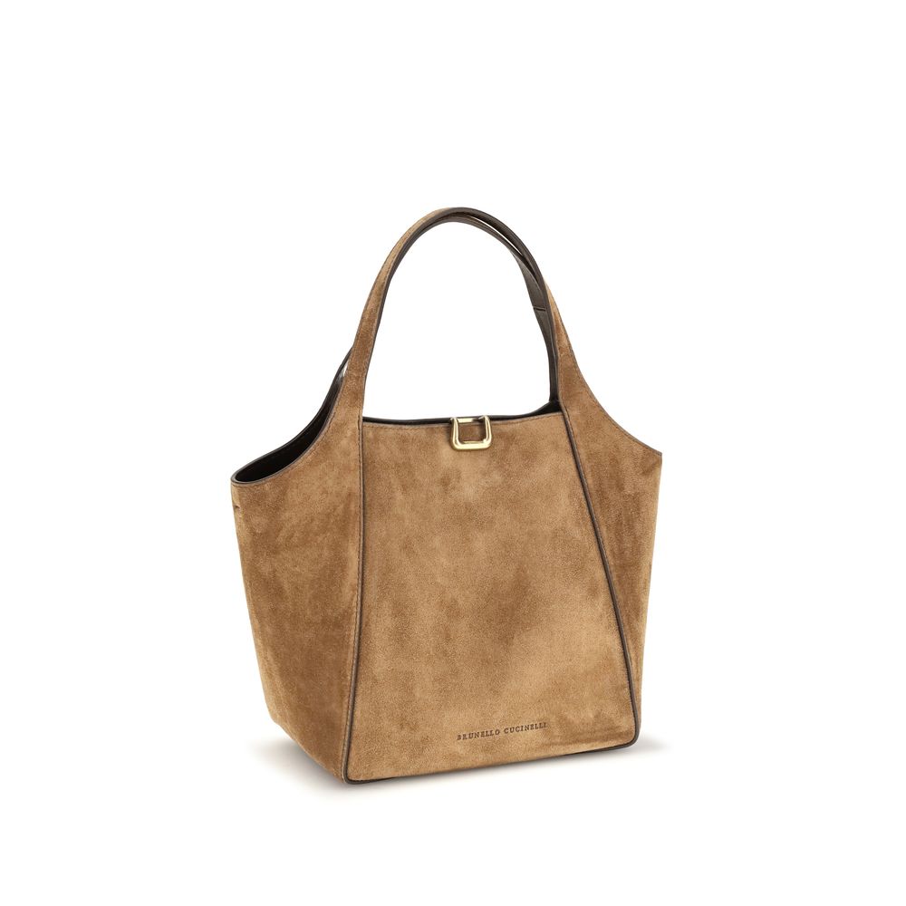 Brunello Cucinelli Beige Calf Leather Bos Taurus Backet Bag Brunello Cucinelli