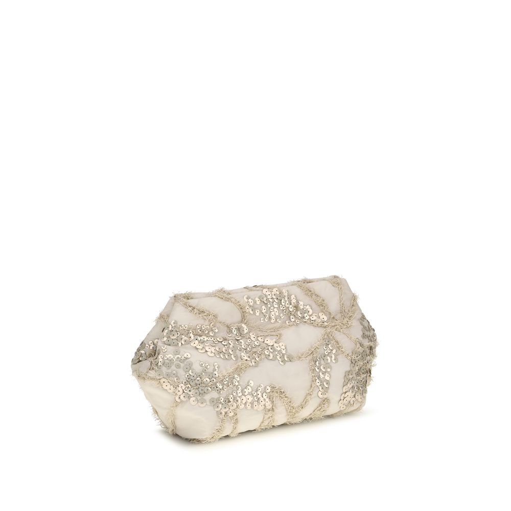Brunello Cucinelli Beige Silk Clutch Bag Brunello Cucinelli