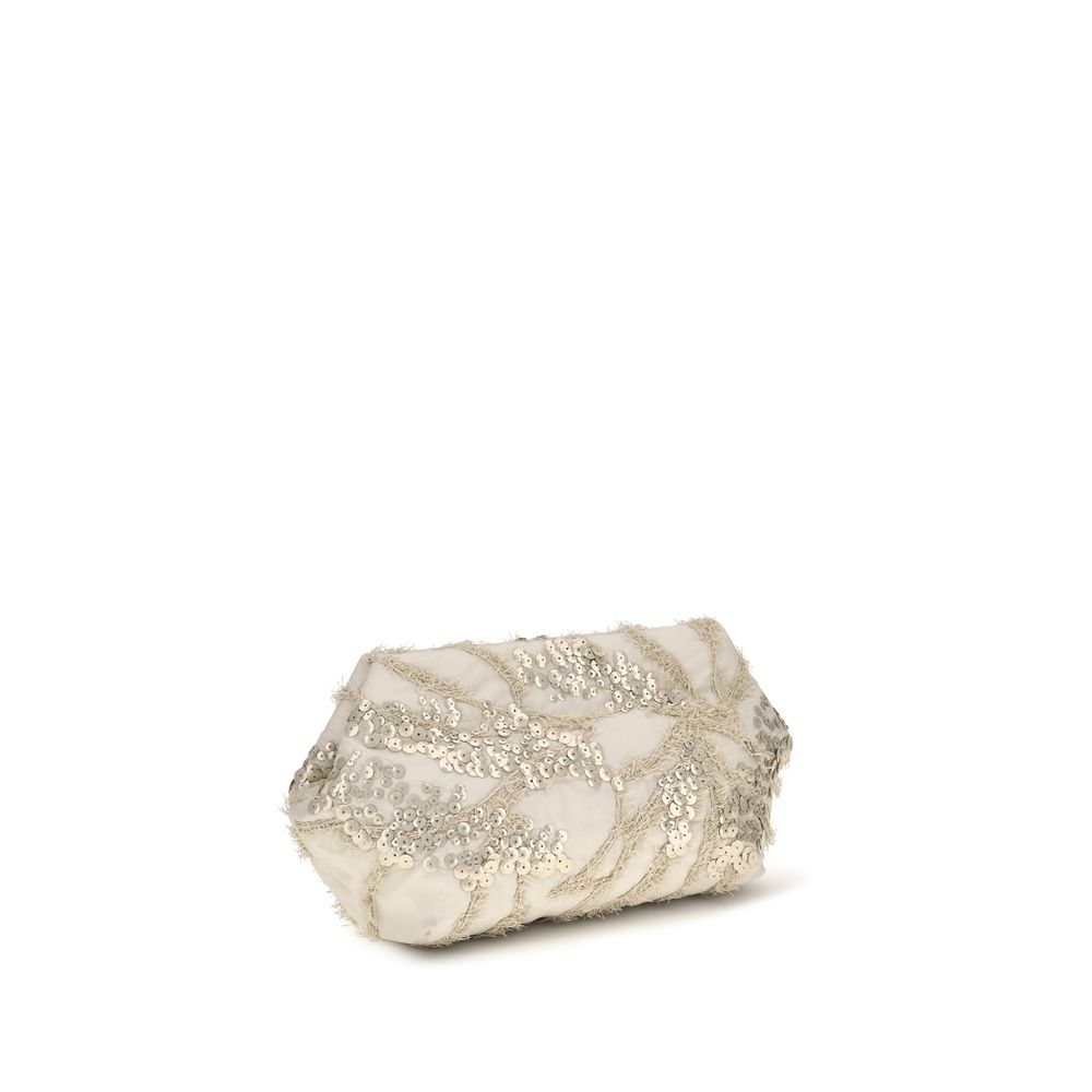 Brunello Cucinelli Beige Silk Clutch Bag Brunello Cucinelli
