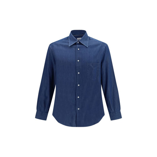 Brunello Cucinelli Blue Denim Shirt Brunello Cucinelli