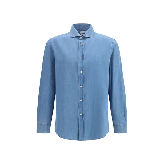 Brunello Cucinelli Blue Denim Shirt Brunello Cucinelli
