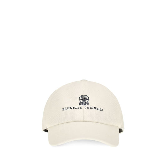Brunello Cucinelli White Silk Cap Baseball Hat