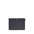 Valentino Garavani black calf leather Bos Taurus wallet with sleek design and subtle branding for men.