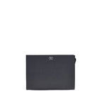 Valentino Garavani black calf leather Bos Taurus wallet with sleek design and subtle branding for men.