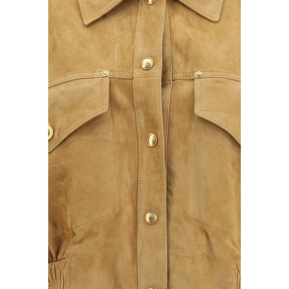 Versace Beige Lamb Leather Bomber Versace