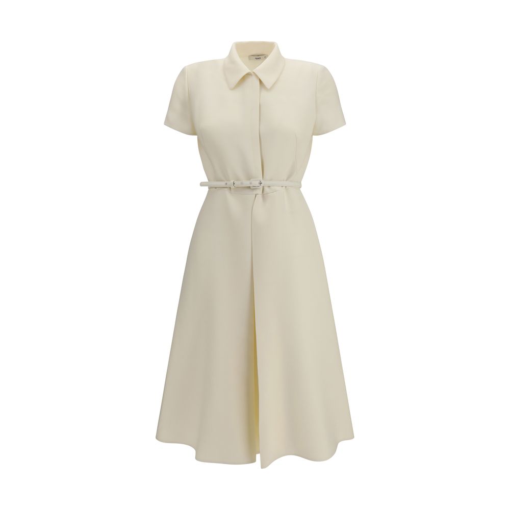 Fendi Beige Wool Oves Aries Casual Dress