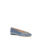 Valentino Garavani Blue Calf Leather Bos Taurus Ballet Flats Valentino Garavani