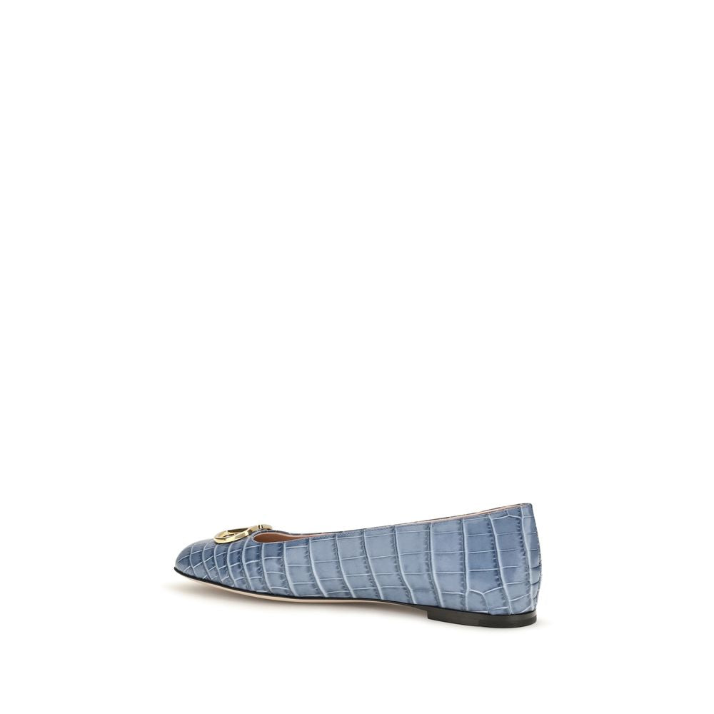 Valentino Garavani Blue Calf Leather Bos Taurus Ballet Flats Valentino Garavani