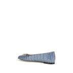 Valentino Garavani Blue Calf Leather Bos Taurus Ballet Flats Valentino Garavani