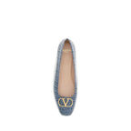 Valentino Garavani Blue Calf Leather Bos Taurus Ballet Flats Valentino Garavani