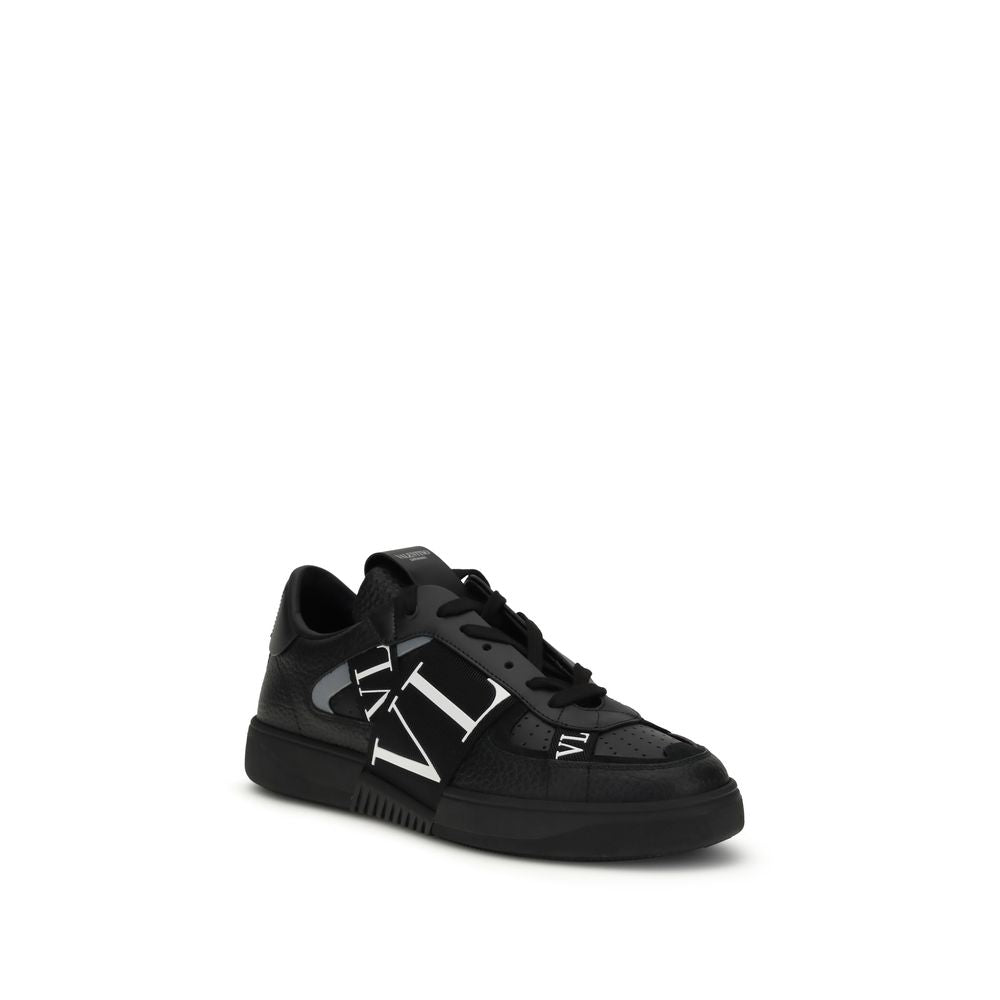 Valentino Garavani Black Calf Leather Bos Taurus Athletic Sneakers Valentino Garavani