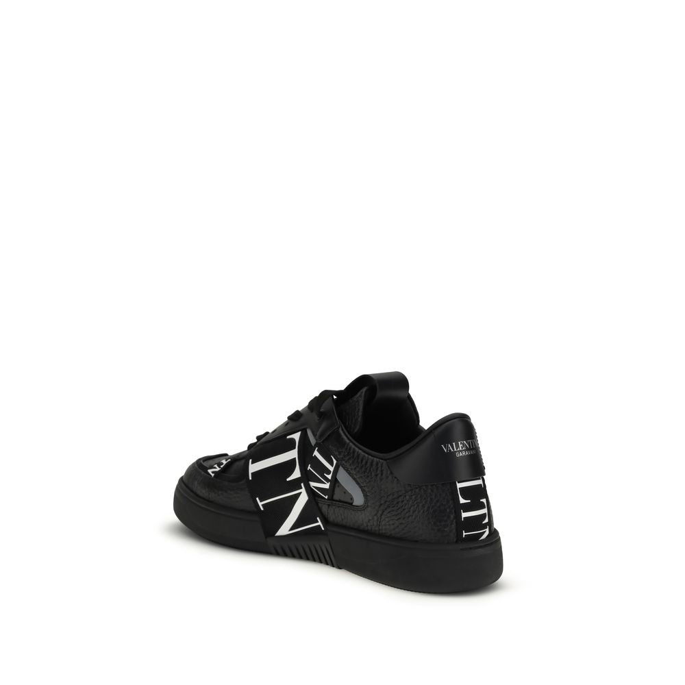 Valentino Garavani Black Calf Leather Bos Taurus Athletic Sneakers Valentino Garavani