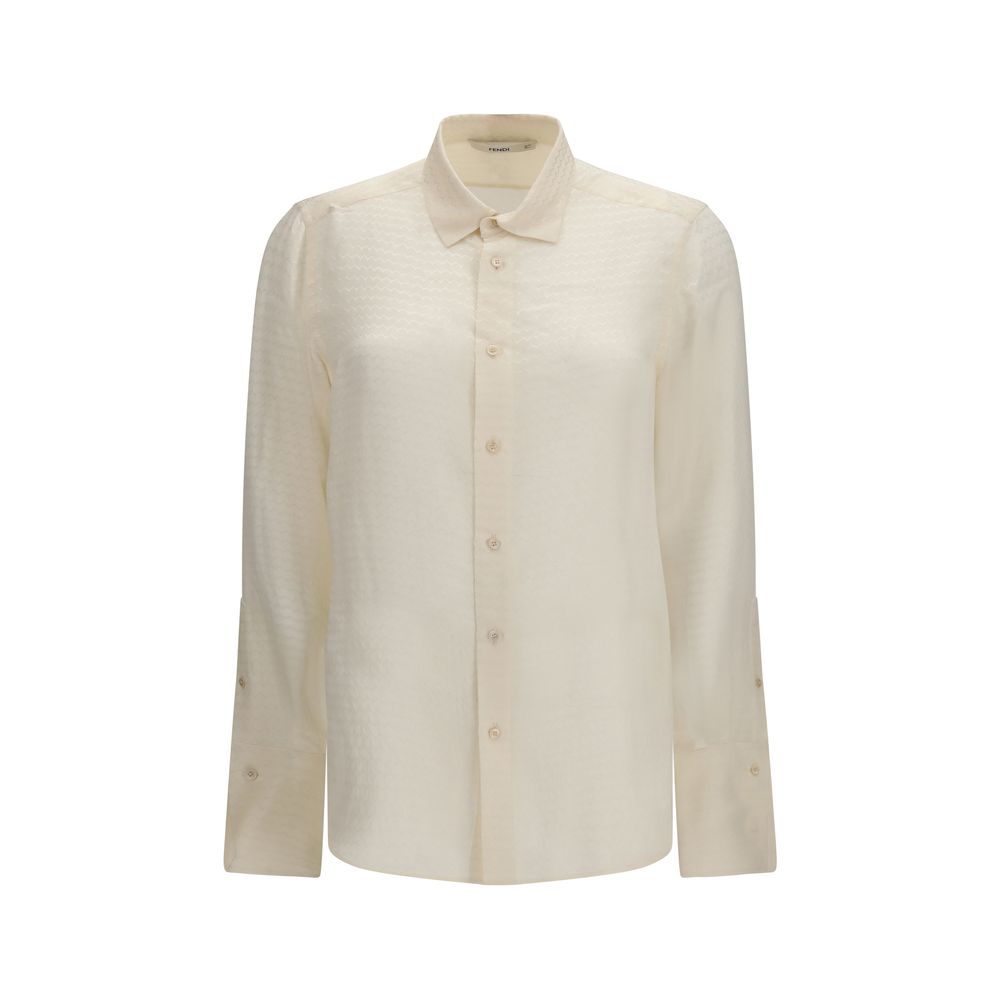 Fendi Beige Silk Pattern Shirt Fendi