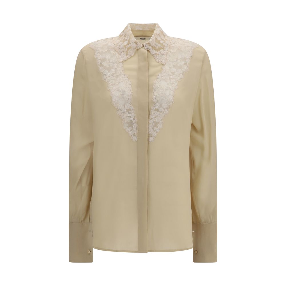 Fendi Beige Silk Dress Shirt Fendi