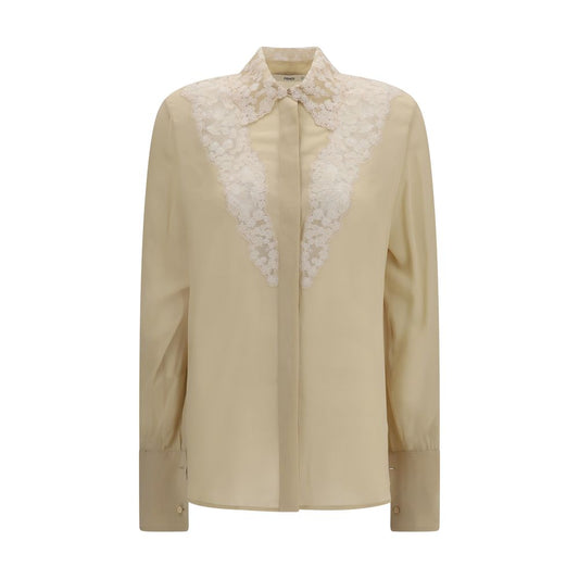Fendi Beige Silk Dress Shirt Fendi