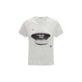 Fendi white cotton T-shirt with crew neck and short sleeves, featuring subtle branding details.