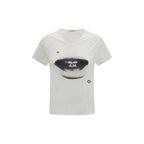 Fendi white cotton T-shirt with crew neck and short sleeves, featuring subtle branding details.