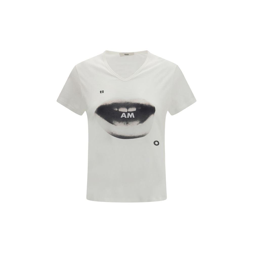 Fendi White Cotton T-Shirt Fendi