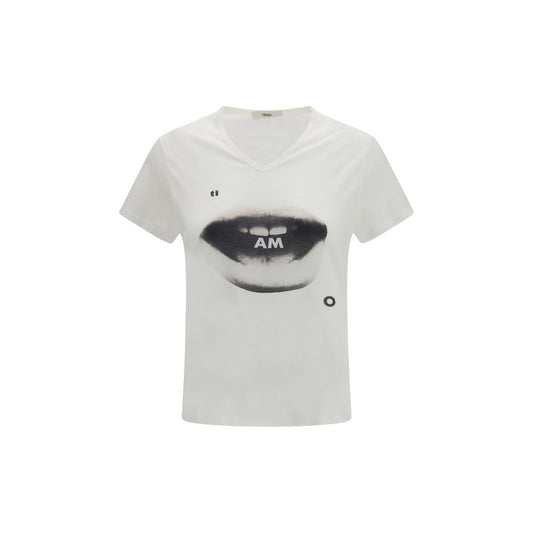 Fendi White Cotton T-Shirt Fendi