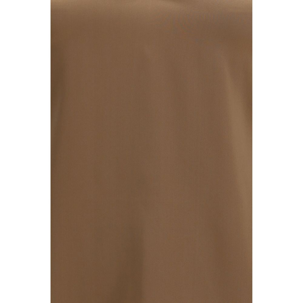 Brunello Cucinelli Brown Silk Sleeveles T-Shirt Brunello Cucinelli
